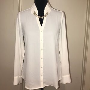 Express sheer white button down (s)